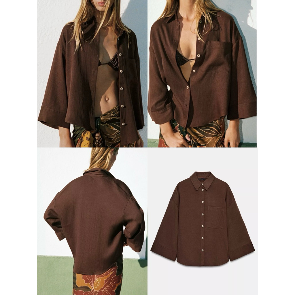Z R  Oversized Wild-Sleeve Shirt