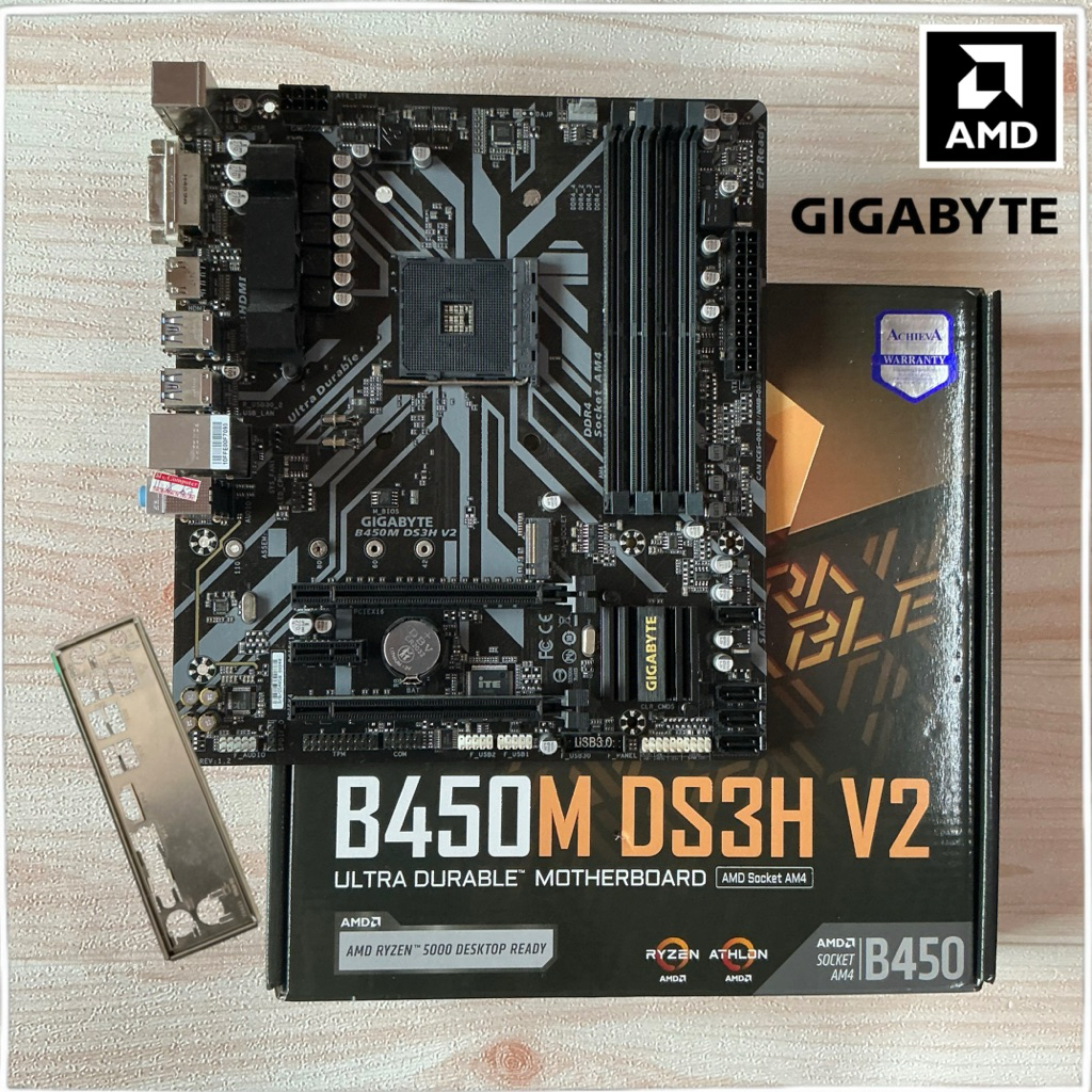Mainboard : B450M GIGABYTE DS3H V2 มีประกัน ACHIEVA ( 27/10/26 )  มือสอง🟧เมนบอร์ด Socket AM4🟧