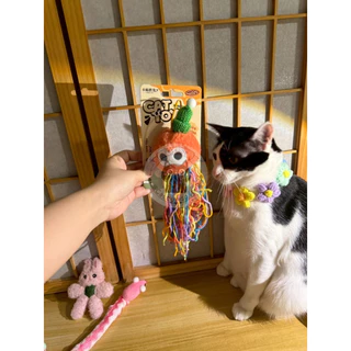 ตุ๊กตาปลาหมึก ของเล่นแมว ไหมพรมปลาหมึกห้อย สีพาสเทล ของเล่นแมวกัดเล่น มีพู่เชือกยาว ของเล่นแมวน่ารัก สำหรับแมวทุกวัย