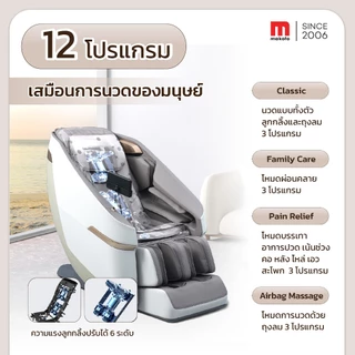 𝐌𝐀𝐊𝐎𝐓𝐎 เก้าอี้นวด เก้าอี้นวดไฟฟ้า รุ่น Curve มาพร้อมโปรแกรมอัตโนมัติมากถึง 12 โปรแกรมการนวด สีเทา