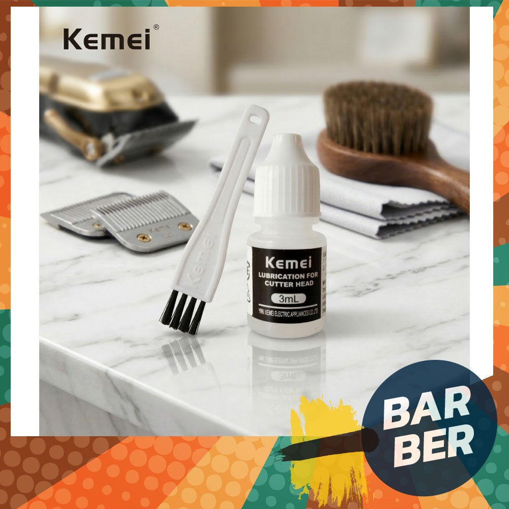 [Kemei แท้] น้ำมันปัตตาเลี่ยน 3ml และแปรงปัดเศษผม (รุ่นเดียวกับที่แถมในกล่อง) ชุดบำรุงรักษาป้องกันสนิม