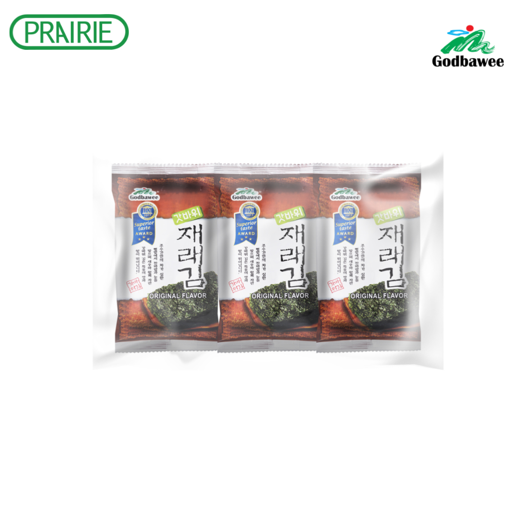 ก็อดบาวี่ สาหร่ายปรุงรส รสออริจินัล (5กรัม x 3) ขนมเกาหลี/ Godbawee Seaweed original Flavor (5g x 3)