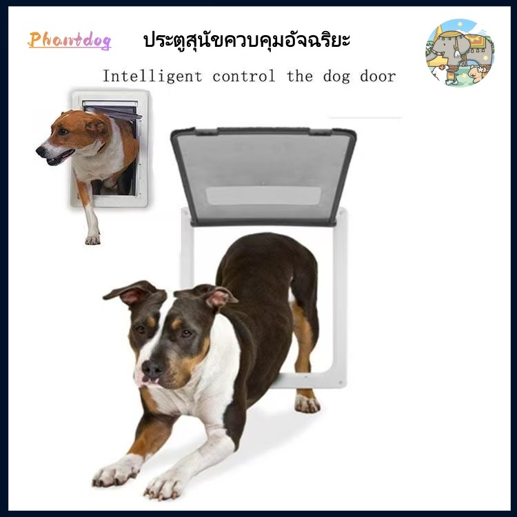 ประตูสำหรับสุนัขแบบเข้าออกได้สองทาง เหมาะสำหรับสุนัขขนาดกลางและขนาดใหญ่ เป็นประตู/หน้าต่างกระจกฉนวนกันความร้อนและกันลม