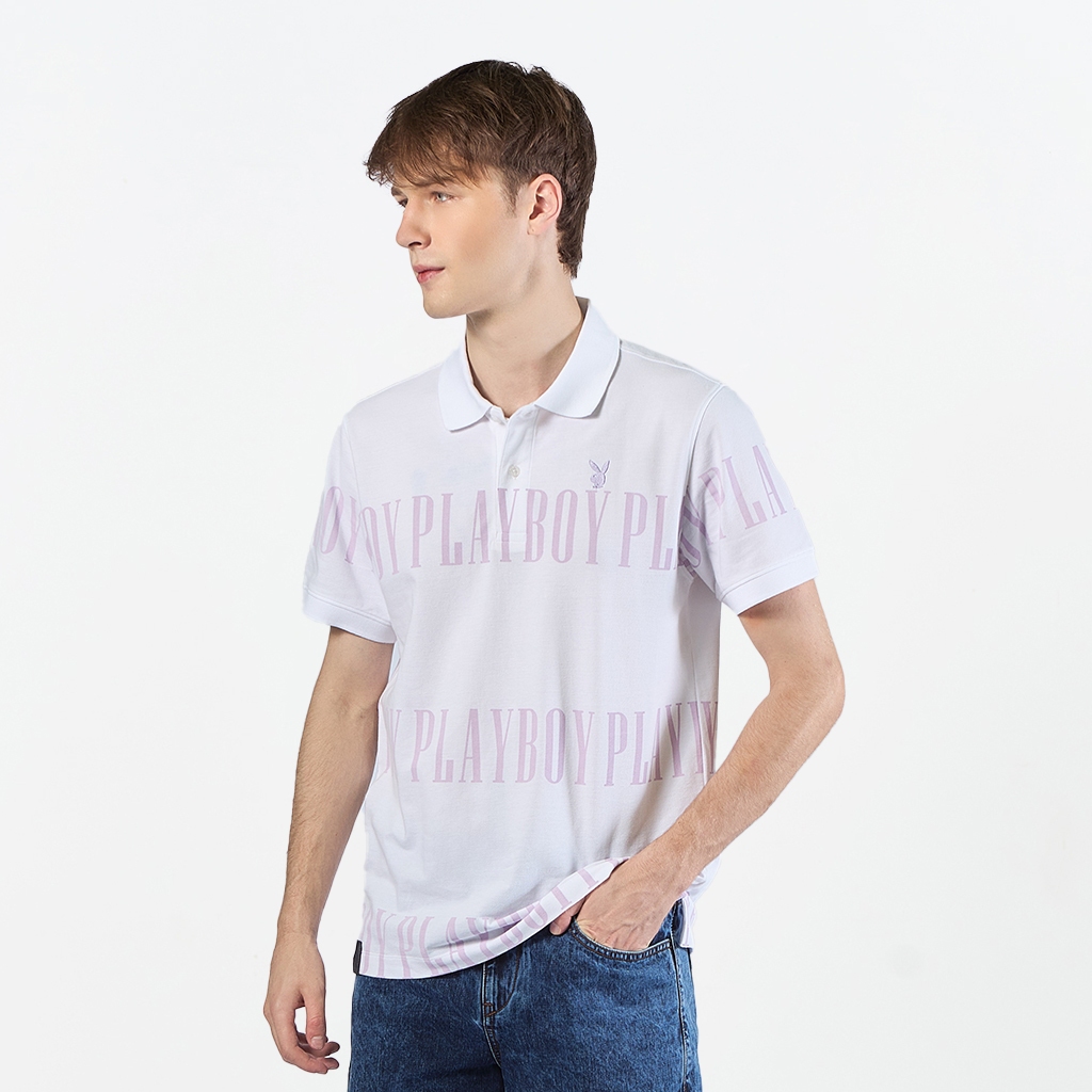 PLAYBOY CALM STREET  เสื้อผ้าผู้ชาย/เสื้อ/เสื้อโปโลสีขาว รุ่น P1MT261TP034WH