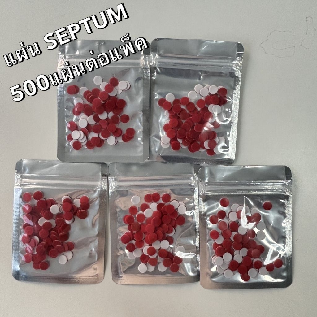 แผ่นSEPTUM สำหรับฝา 9-425 HPLC/GC Vial ปริมาณ 500 แผ่น/แพ็ค (White PTFE /Red Silicone Natural Rubber