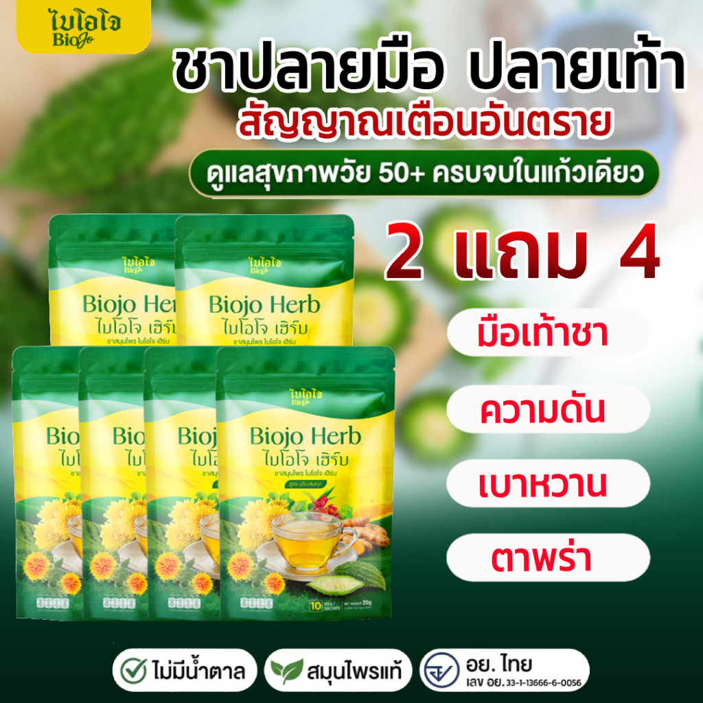 BIOJO ชามะระขี้นก ดอกคำฝอย [ 2 แถม 4 ] ชาสมุนไพร สูตรปรับสมดุล เบาหวาน ไขมัน ความดัน