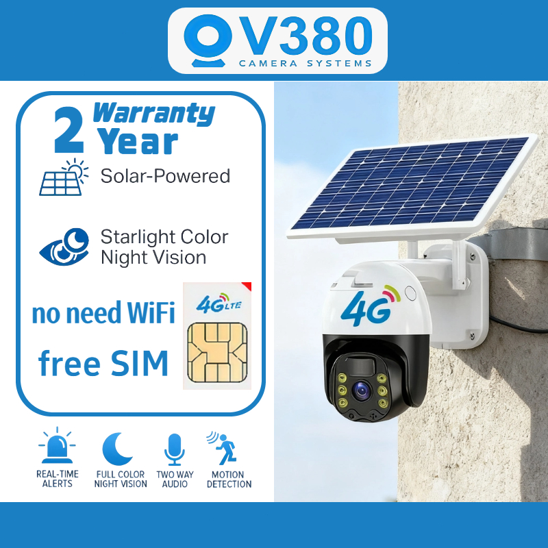 V380 Pro CCTV กล้องวงจรปิด 4G SIM 15MP HD กล้องวงจรปิดโซล่าเซลล์ ไร้สาย SIM กลางแจ้งกันน้ำกีฬาติดตาม