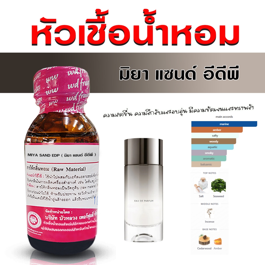 หัวเชื้อ น้ำหอม แท้ 100% กลิ่น มิยา แซน อีดีพี หัวน้ำหอม น้ำหอมผู้ชาย หอมสดชื่น อบอุ่น มีเสน่ห์ - Bualuang Perfume