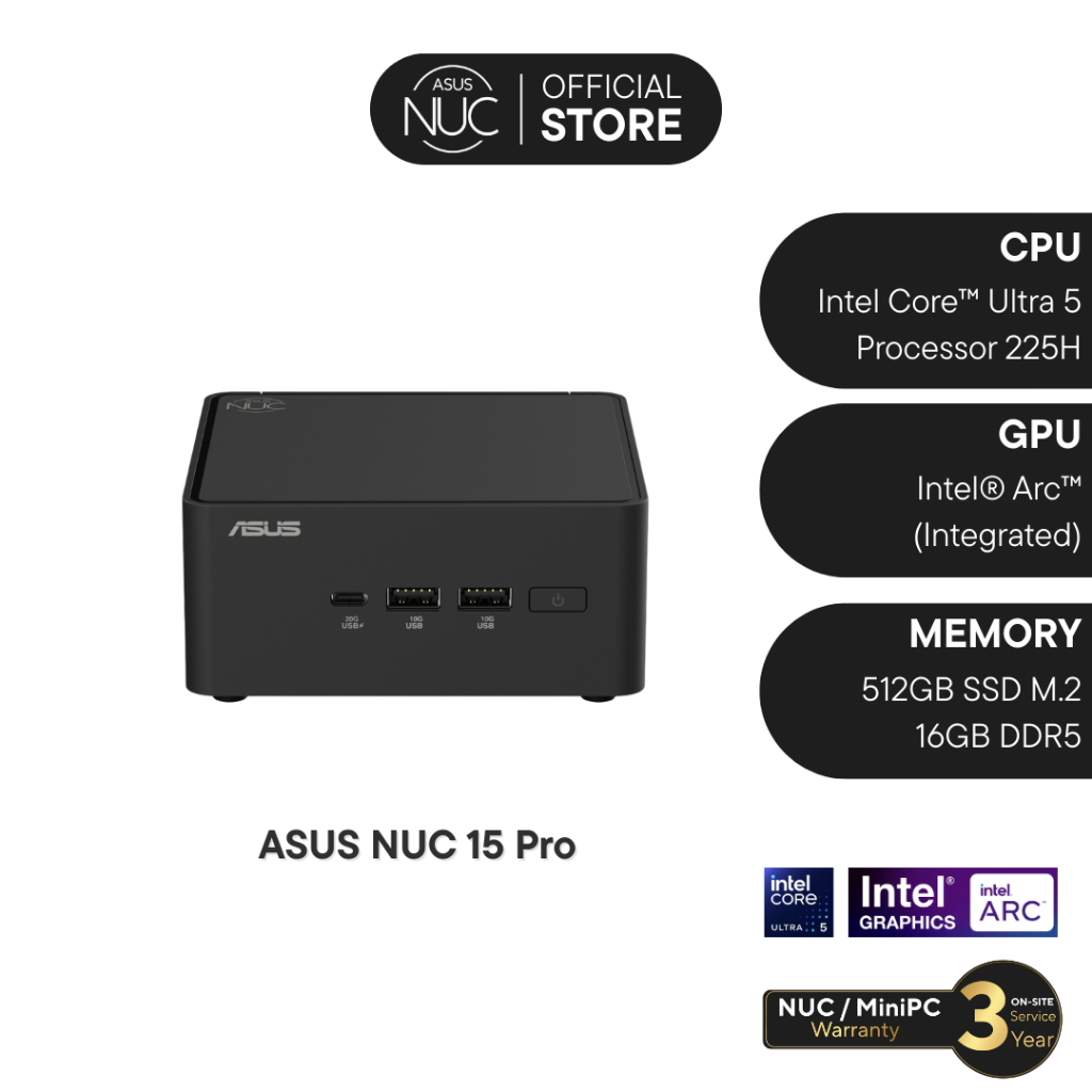 Asus NUC 15 Pro Mini PC U5-225H RAM 16GB DDR5 / 512GB SSD Windows 11 Pro
