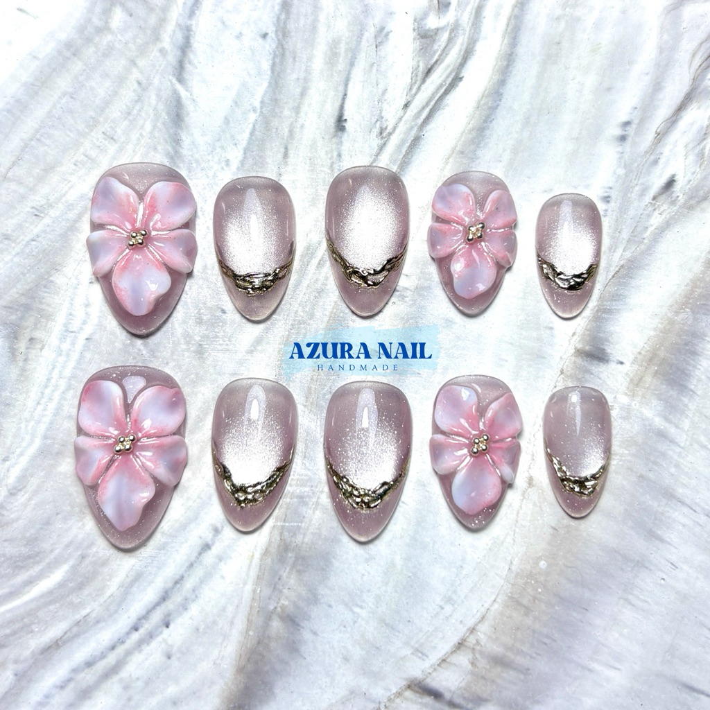 AZ028(ร้านไทย) เล็บปลอมเจลแท้100% งานHandmade