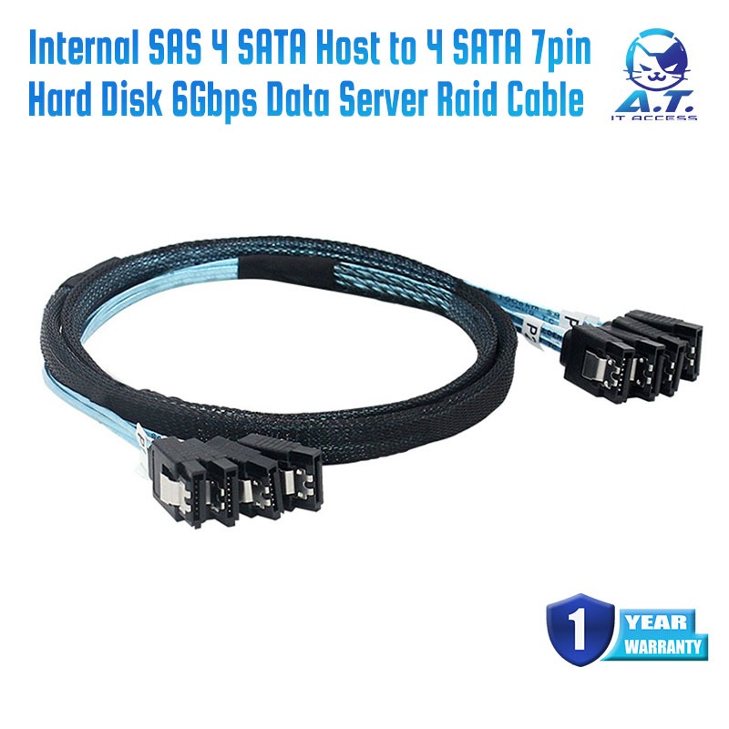 Internal SAS 4 SATA Host to 4 SATA 7pin Target Hard Disk 6Gbps Data Server Raid Cable 50cm.