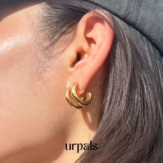 URPALS ต่างหู ตัวเรือน Stainless ชุบทอง 18K ทนน้ำ ทนเหงื่อได้ดี
