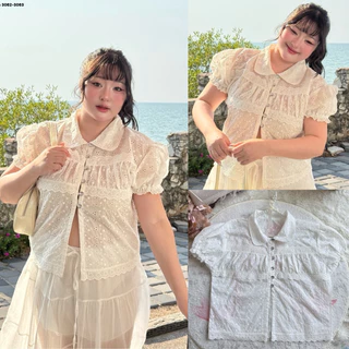 /WP/ เสื้อคอปกงานฉลุ มีไซส์อก38-50 กระดุมเพ็ชร ช่วงอกปต่งลูกไม้ ดีเทลน่ารักทุกมุม ใส่แล้วละมุน ลุคเฟมินีน #พลัสไซส์
