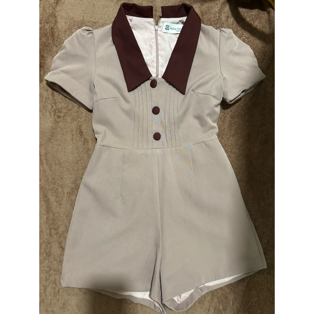 จั๊มสูทvalley girl ขาสั้นสีชมพู ไซส์s