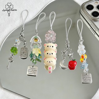 Phone Chain พวงกุญแจห้อยโทรศัพท์🍀ins น่ารัก🩷แอปเปิล ใบโคลเวอ…