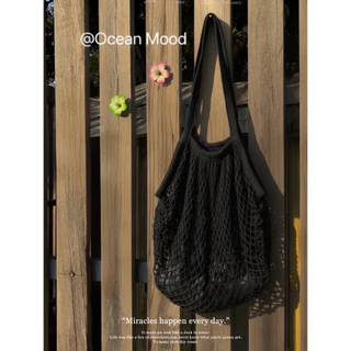 กระเป๋าถักตาข่าย สไตล์เกาหลี กระเป๋าสะพายไหล่ ใส่เที่ยวทะเล beach bag summer แฟชั่น | Ocean Mood