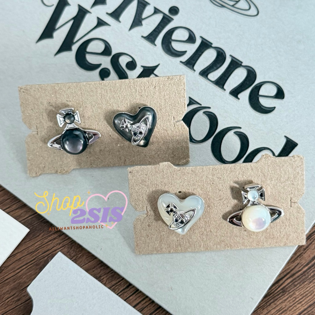 พร้อมส่ง Vivienne Westwood Thomasina Earrings in Platinum / Pearl White ของแท้ 100%(ฟรีถุงกระดาษ)