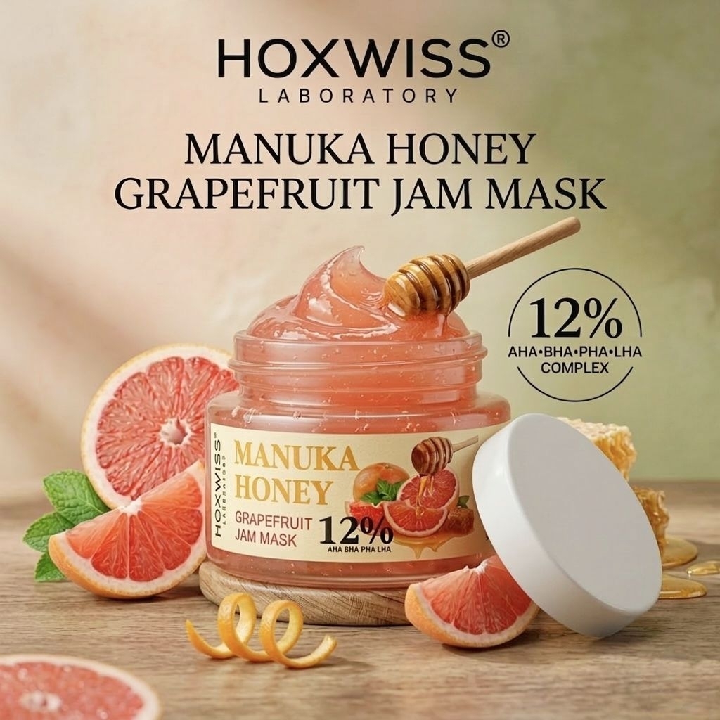 (ใหม่) HOXWISS Manuka Honey Grapefruit Jam Mask 12% (AHA BHA PHA LHA) มาส์กผลัดเซลล์ผิว ลดสิวอุดตัน 