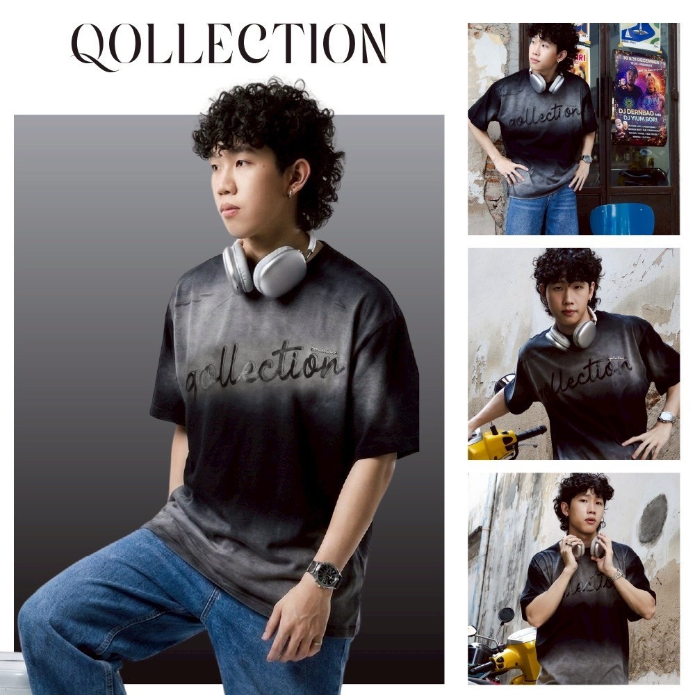 เสื้อยืดคอกลม งานเฟดแฟชั่น สกรีนลายQollection ติดอะไหล่ ผ้านุ่ม ใส่สบาย อก40+ ใส่ได้ทั้งหญิงชาย ใส่ไ