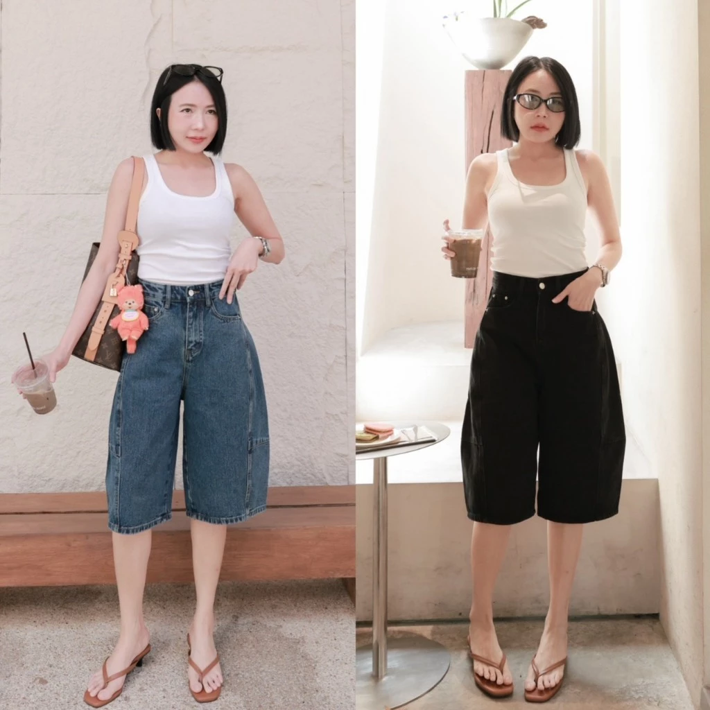 (พร้อมส่ง) Baggy Shorts Jeans กางเกงยีนส์baggy ขาสั้น3ส่วนรุ่น 11028 TAG FSY 🇰🇷