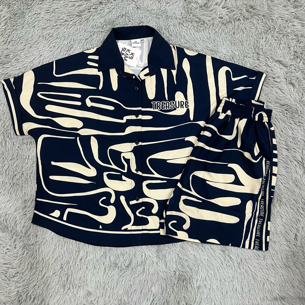 KB555-50 อก 50“ ชุดเซ็ท เชิ้ตขาสั้น ผ้าไหมญี่ปุ่น ลายสวยๆ