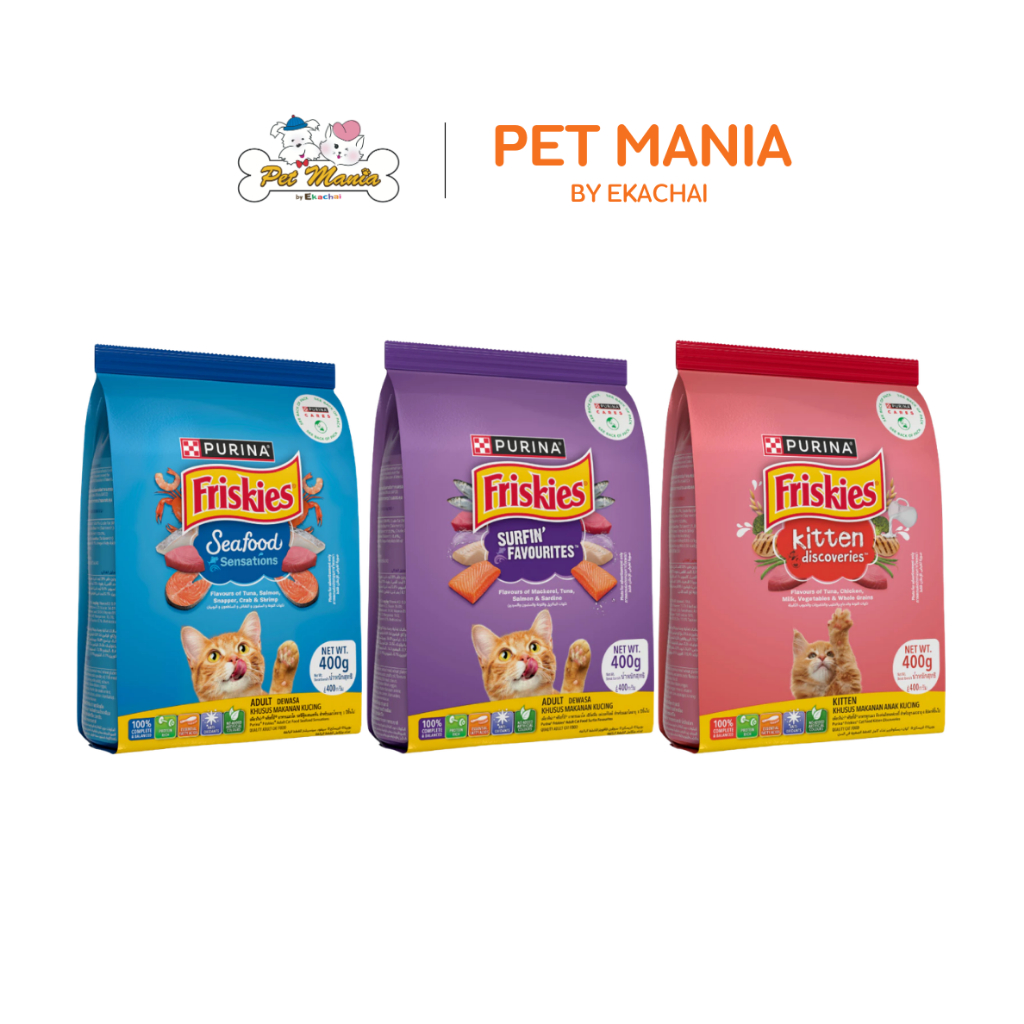Purina Friskies อาหารเม็ดสำหรับแมวโต อายุ 1 ปีขึ้นไป ขนาด 400 กรัม