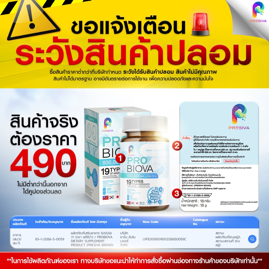 PROBIOVA (โปรคุ้ม 1แถม1) โพรไบโอติก ช่วยดีท็อกซ์ลำไส้ ไม่ปวดบิด เสริมจุลินทรีย์ดี แก้ท้องผูก ถ่ายไม่สุด อึแข็ง ราคา ถูกที่สุด ดีลบีเคเค แกลเลอรีภาพที่ 9