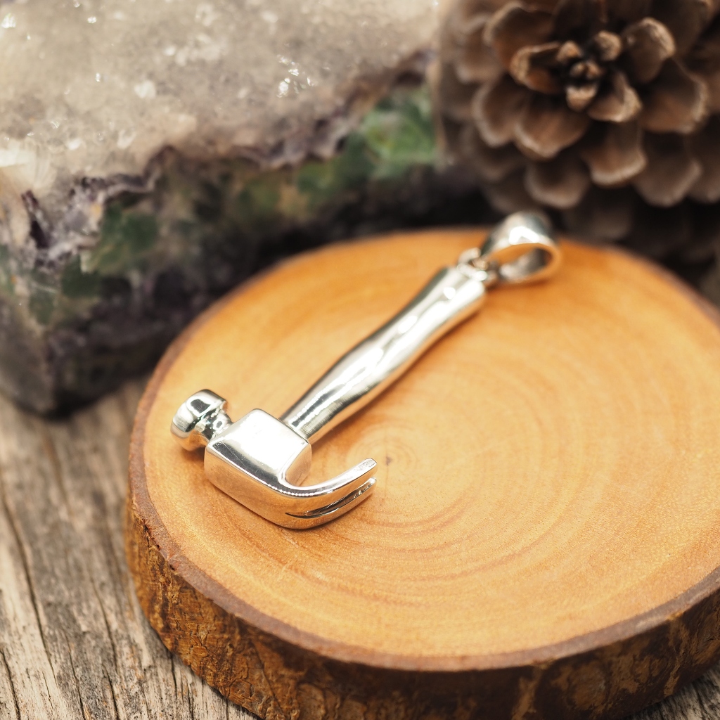 จี้เงินแท้ จี้สร้อยคอ 92.5% จี้ค้อน เครื่องมือช่าง silver 925 3D Hammer Tool Pendant GDS74
