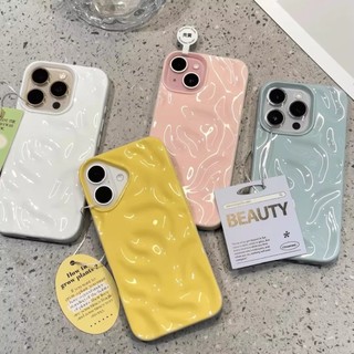 For iPhone 17 16 15 14 13 12 11 Pro Max X XS XR XS 7 8 Plus เคส เคสโทรศัพท์น่ารัก Candy Color Wave คู่หนังนุ่มป