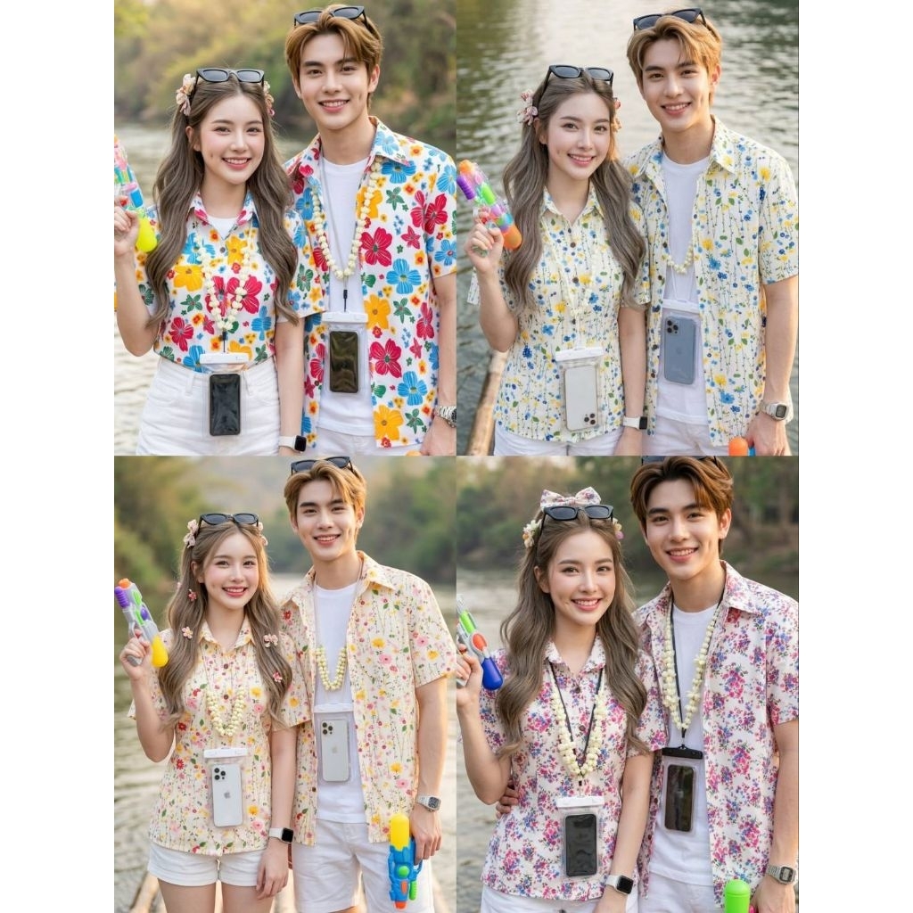 เสื้อคู่ลายดอกชาย-หญิงใส่สงกรานต์