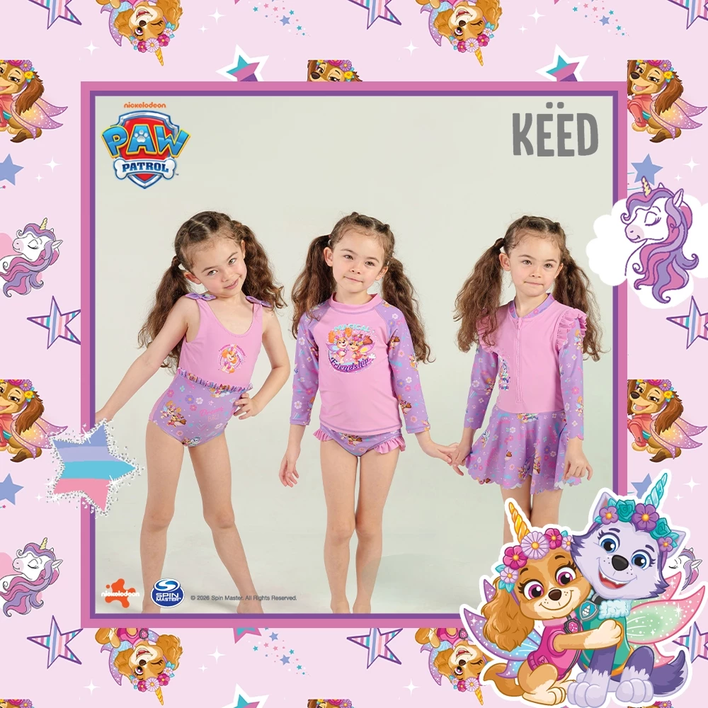 ✨NEW✨ KEED X Paw Patrol Collection ชุดว่ายน้ำเด็กผู้หญิง สีชมพูม่วง กัน UV50+
