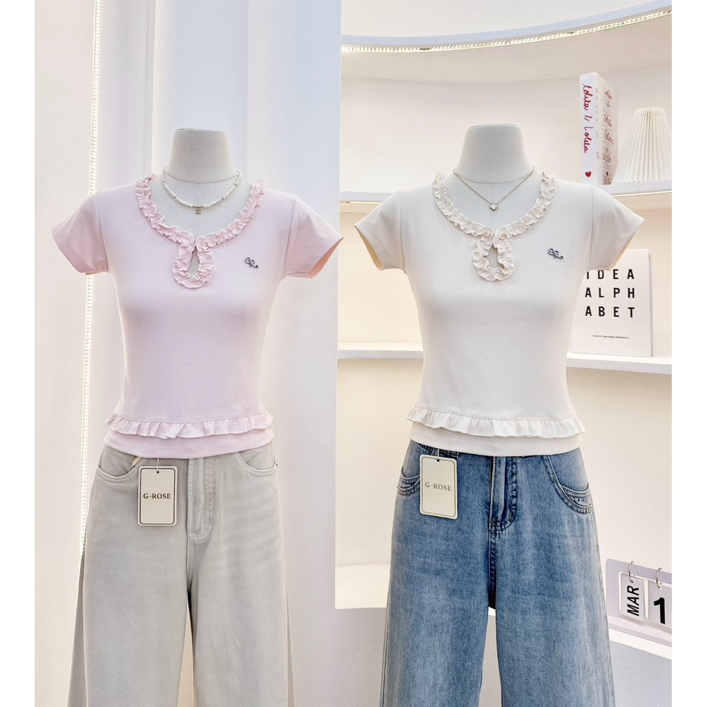 G-rose เสื้อยืดแต่งขอบระบาย
