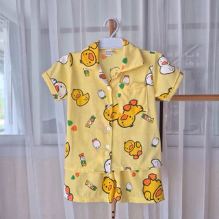 ชุดเด็กผ้ายืดลายเป็ด ขาสั้นแขนสั้น ขายาวแขนยาว พร้อมส่ง