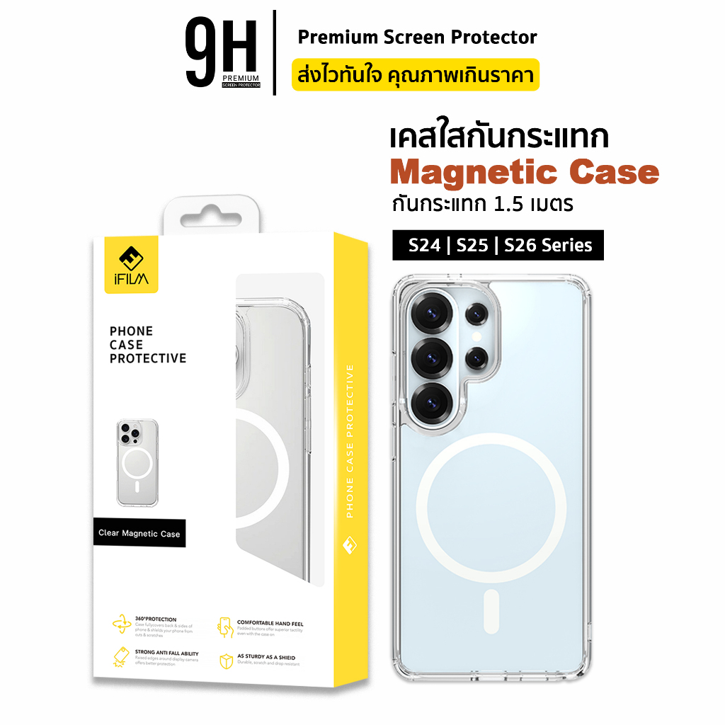 🔥 iFILM เคสใส กันกระแทก Magnetic Case For Samsung S26Ultra S26 Plus S25Ultra S24Ultra เคสสำหรับซัมซุ