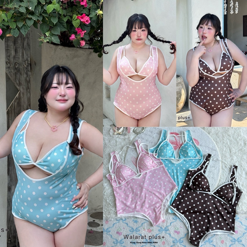/WP/ บิกินี่ลายจุดสุดคิ้วท์ มีไซส์อก38-52 งานมีฟองน้ำในตัว โทนสีพาสเทล ใส่ถ่ายรูปคือดีมาก น่ารักขึ้น200% #พลัสไซส์