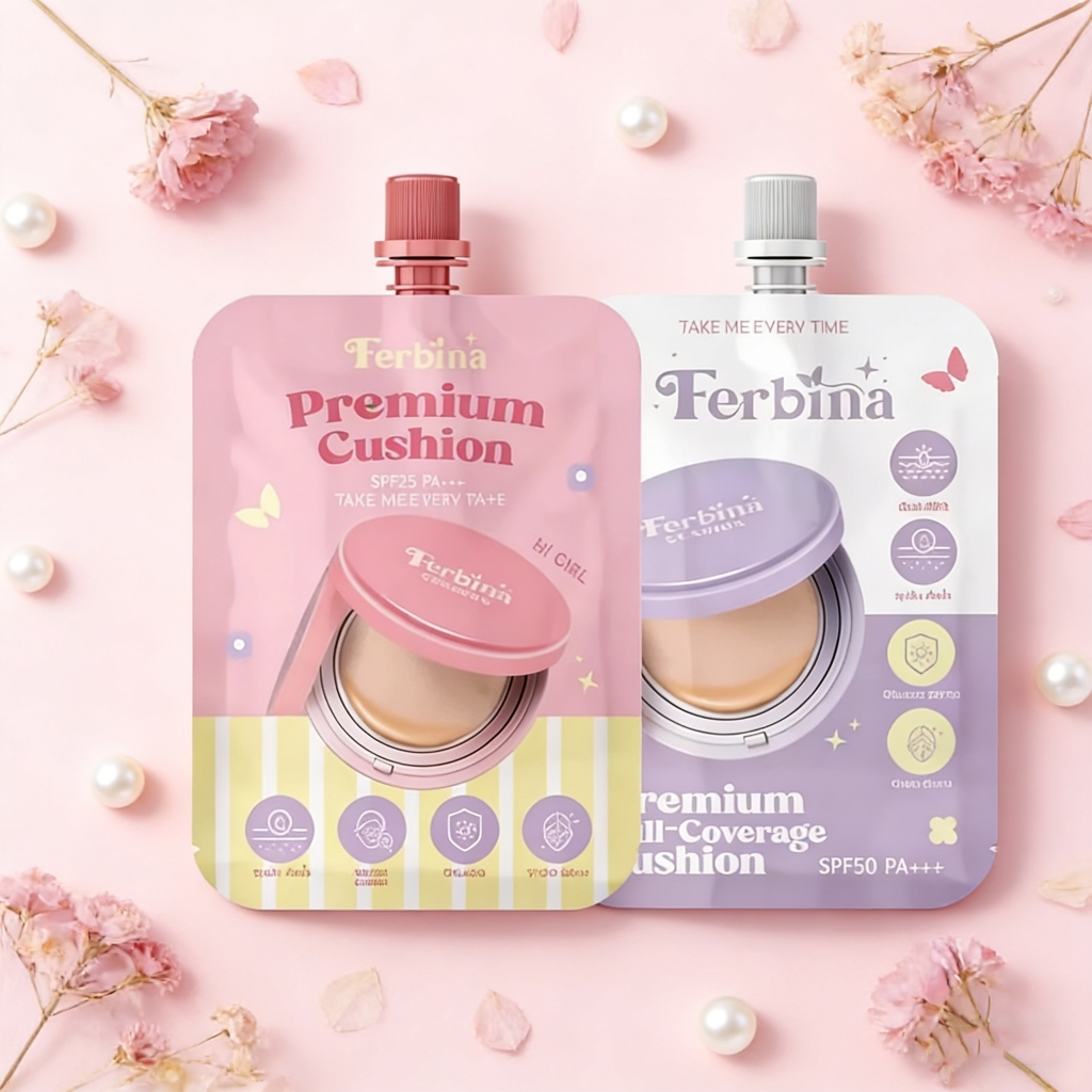 Ferbina cushion คุชชั่นเฟอบีน่า แบบซอง 5 กรัม ( มี 2 สูตร ) เลือกสีได้