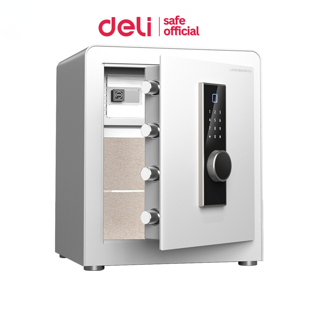 Deli ตู้เซฟดิจิตอล ตู้เซฟนิรภัย สแกนลายนิ้วมือ พร้อมกุญแจสำรอง ปลอกภัย กันไฟได้ดี Safe Box