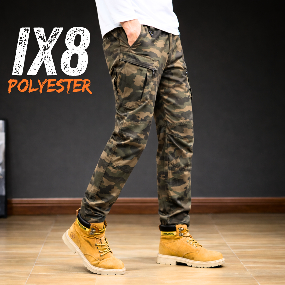 IX8 กางเกงคาร์โก้ กางเกงยุทธวิธี ผ้ายืด สี CPดำ มีซับใน มีช่องกระเป๋าหลายช่อง XS-5XL
