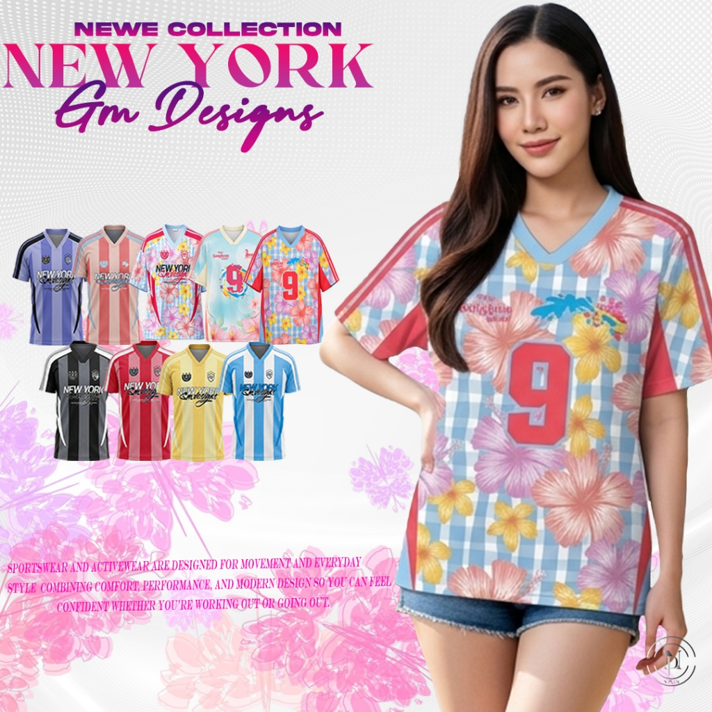 [พร้อมส่งจากไทย] namsap ZUZA Oversize ลายริ้ว เสื้อยืดกีฬาแฟชั่น คอวี แขนสั้น ผ้าไมโครฯ พิมพ์ซับลิเมชั่นลงในผ้า