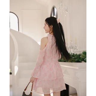 DR0476 LABELLE รุ่น Lunetty Dress เดรสสั้นสีหวานละมุน น่ารักสุดๆ