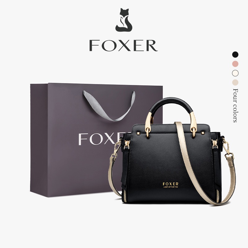FOXER กระเป๋าถือผู้หญิง ทำจากหนังวัวคุณภาพสูง ความจุขนาดใหญ่ กระเป๋าคาดลำตัวแบบคลาสสิก ของขวัญปีใหม่