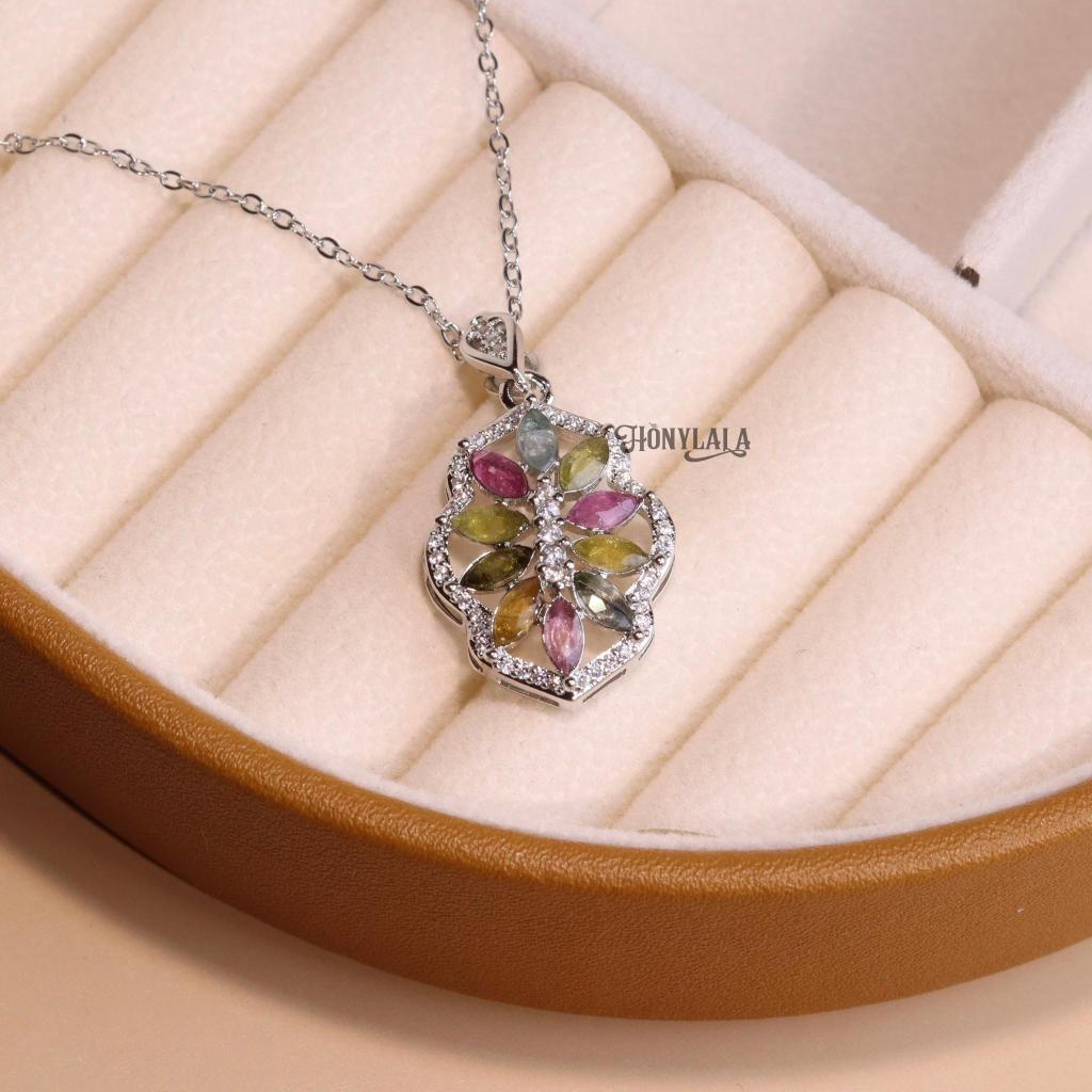 TMN21  สร้อยคอ พลอยธรรมชาติแท้ ทัวร์มาลีน I  ปรับขนาดได้ | ซื้อ 1 แถม 2 แถมกล่องหนัง แถมเครื่องประดั