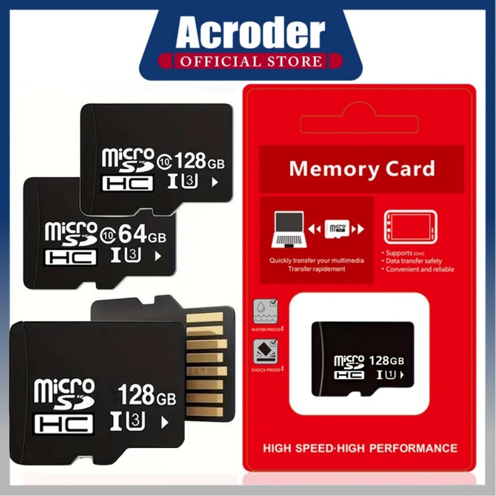 Acroder เมมโมรี่การ์ด Micro SD card 32GB 64GB 128GB รองรับ มือถือ/กล้องวงจรปิด/กล้องหน้ารถยนต์