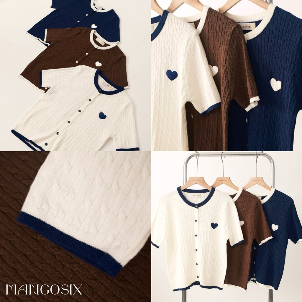 เสื้อโปโลแขนสั้นปักหัวใจ (E88)