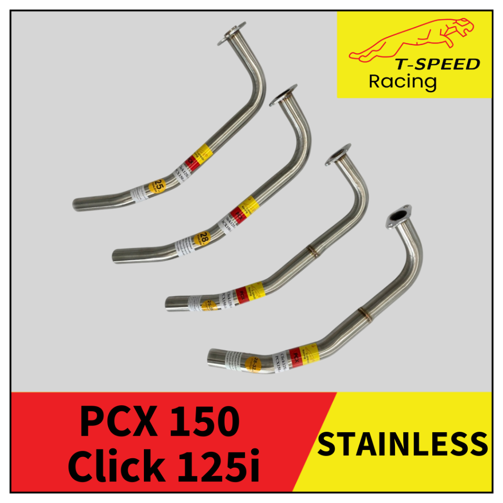 [ฟรีประเก็นปากท่อ] คอท่อ Honda PCX 150 เก่า /Click 125i เก่า 2017 สแตนเลส 304/ เหล็กชุบ Size 25/ 25-28/ 28/ 28-32/ 32 mm