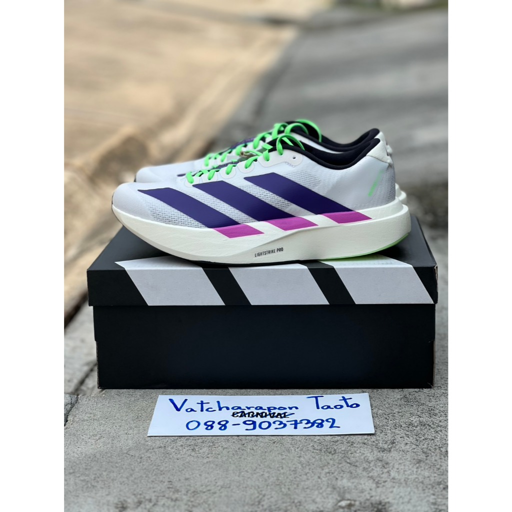 [ PREORDER ] รองเท้าวิ่ง Adidas Adizero EVO SL สี  Purple Lime Burst มือ1 รหัส JS4495 & JS4456 ของแท้ 100%
