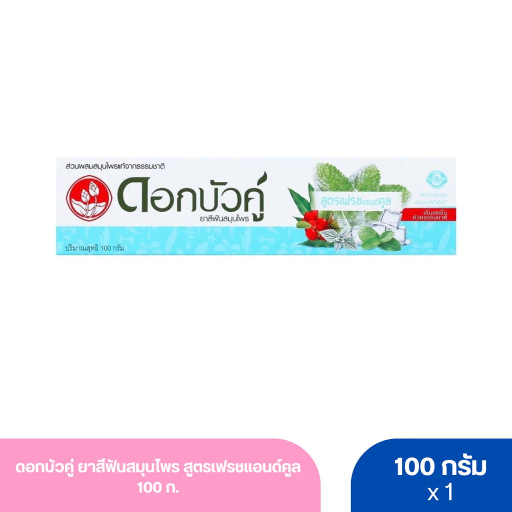 ดอกบัวคู่ ยาสีฟันสมุนไพร สูตรเฟรชแอนด์คูล 100 ก.