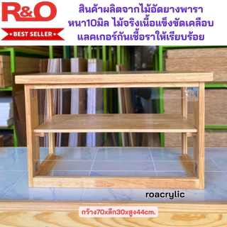 ตู้โชว์เบเกอรี่โครงไม้ + อะคริลิคใสรุ่นพับเก็บได้พื้นโล่งหลังโล่ง