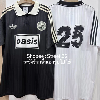 Street.32 เสื้อยืด คอปก ผ้ากีฬา ถ่ายจากสินค้าจริง oasis x das สีเขียว สีดำ สีขาว