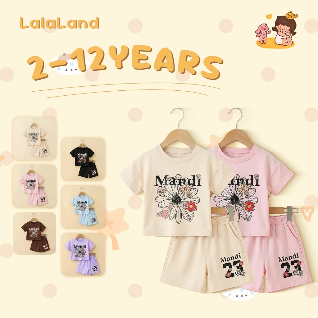 2-12 ปี เสื้อยืดคอกลม+กางเกงขาสั้น แฟชั่นลำลอง ที่เรียบง่าย ชุดเซ็ตแฟชั่นเด็ก านุ่มใสสบายฯ แขนสั้น
